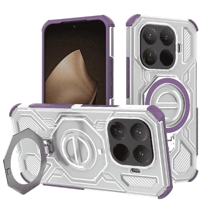 Husa pentru Xiaomi 15T Pro, Antisoc, SKYDDAR INOVATION, Carbon Shield PRO, Magsafe, set cu sticker, Mov