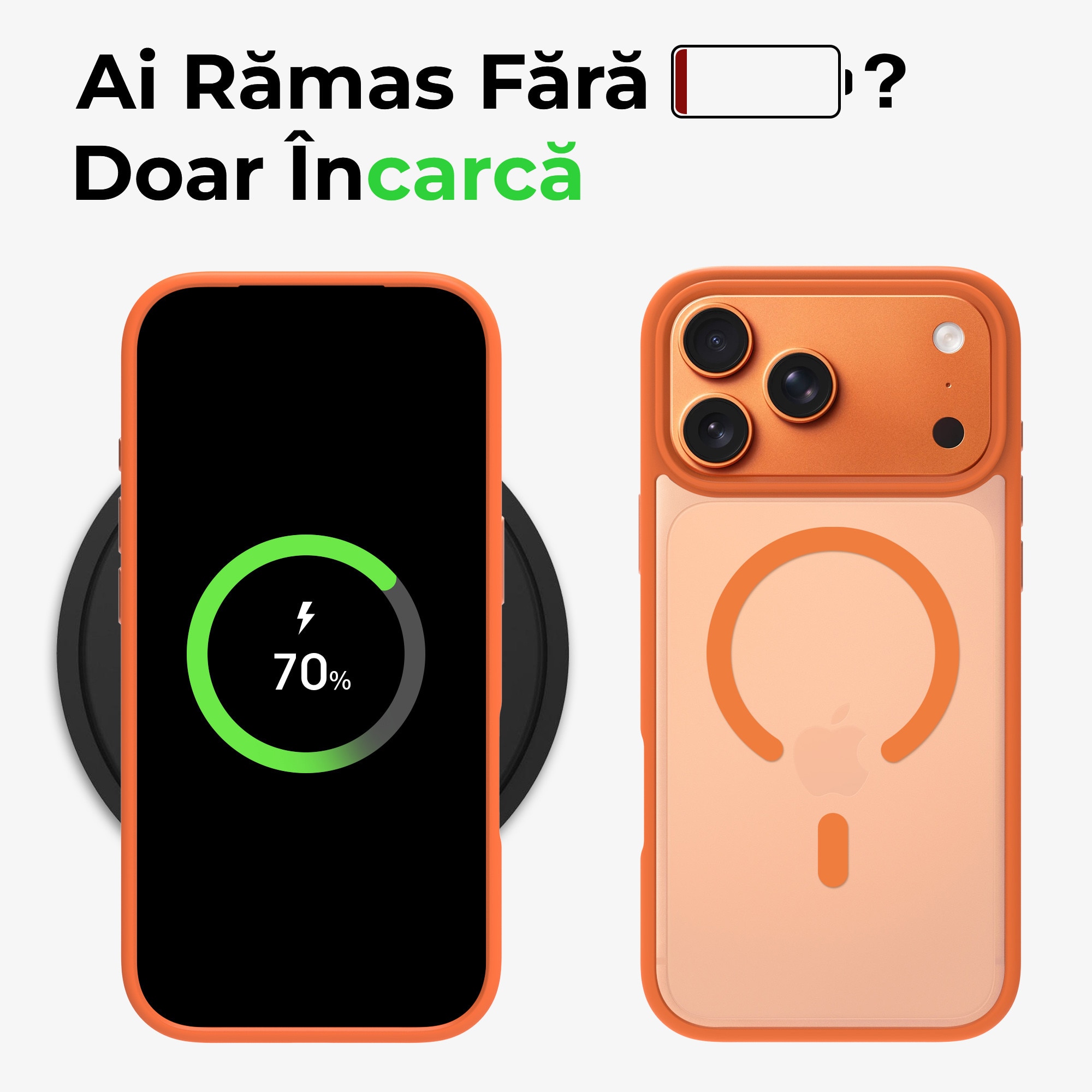 Husa de Protectie, Compatibila Apple iPhone 17 Pro Max, Doctor Shield Fantom, MagSafe - Portocaliu
