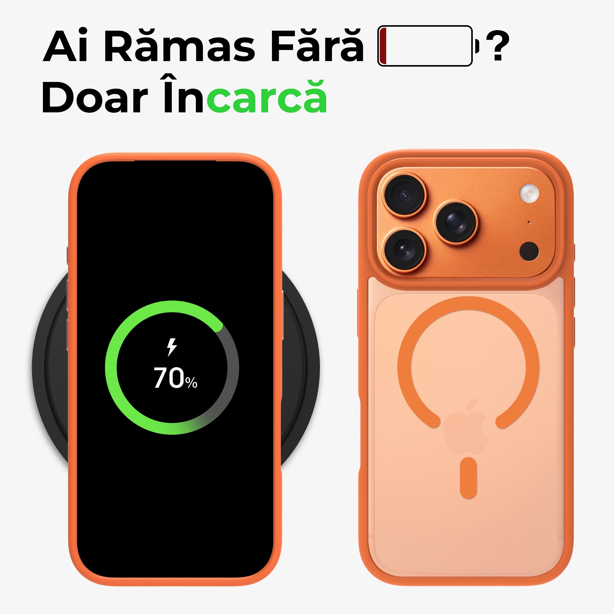 Husa de Protectie, Compatibila Apple iPhone 17 Pro, Doctor Shield Fantom, MagSafe - Portocaliu