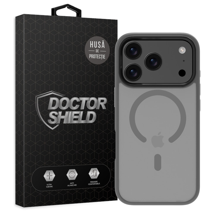 Husa de Protectie, Compatibila Apple iPhone 17 Pro, Doctor Shield Fantom, MagSafe - GRI