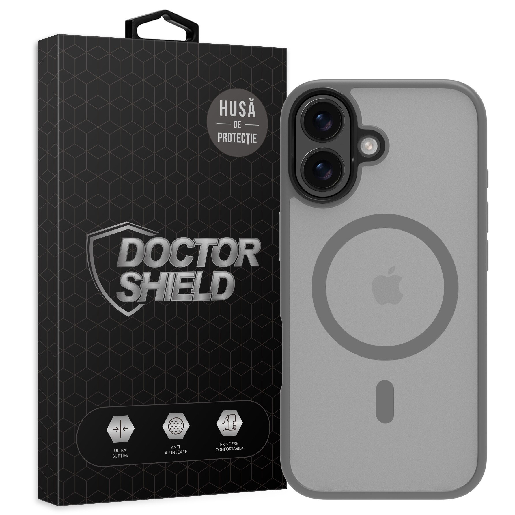 Husa de Protectie, Compatibila Apple iPhone 17, Doctor Shield Fantom, MagSafe - Gri