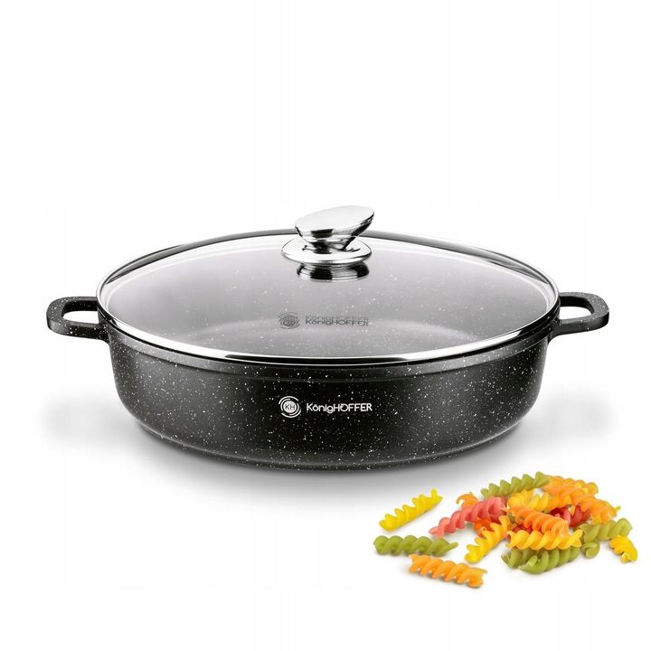 Konighoffer Pollo Black 32x8 cm-es mély serpenyő indukciós főzőlaphoz, márvány bevonattal