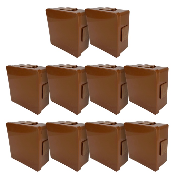 10x Doza Aparenta 86x86x40mm IP55 4 Intrare Click Presetupe de cauciuc Maro VP-01 EDO777906 EDO Technic