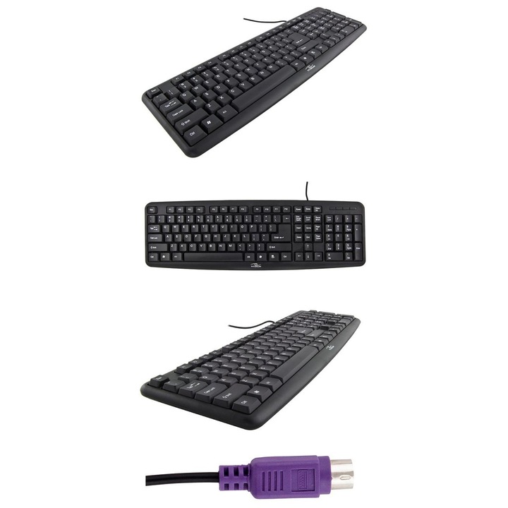 Стандартна PS/2 клавиатура Titanum TK102, черна, ергономична, устойчива на износване