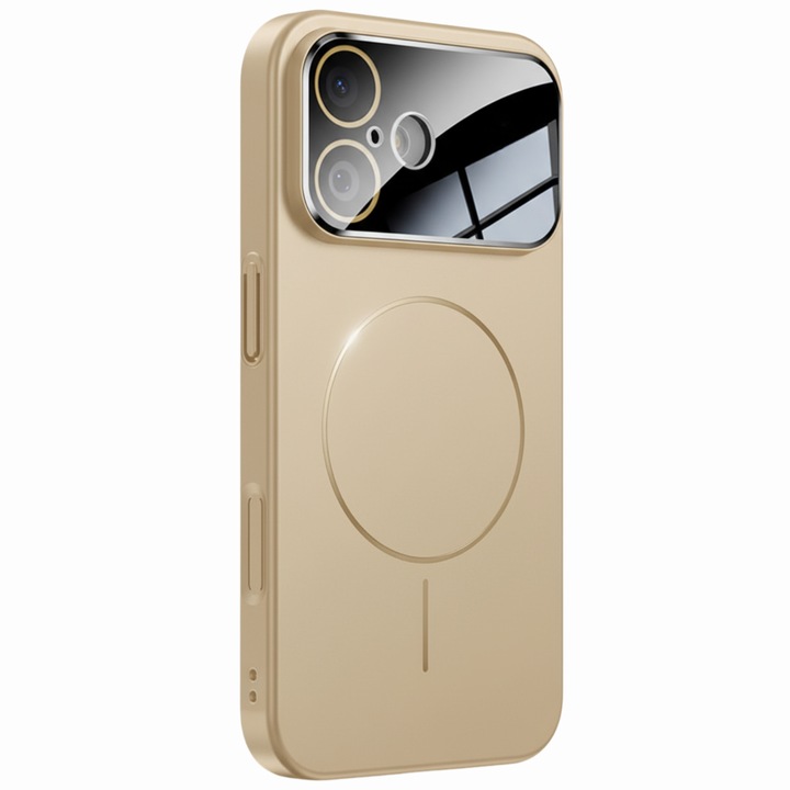 Husa Premium MagSafe compatibila cu iPhone 17, Protectie Integrala Camere & Ecran, Silicon Soft-Touch Antisoc - Auriu