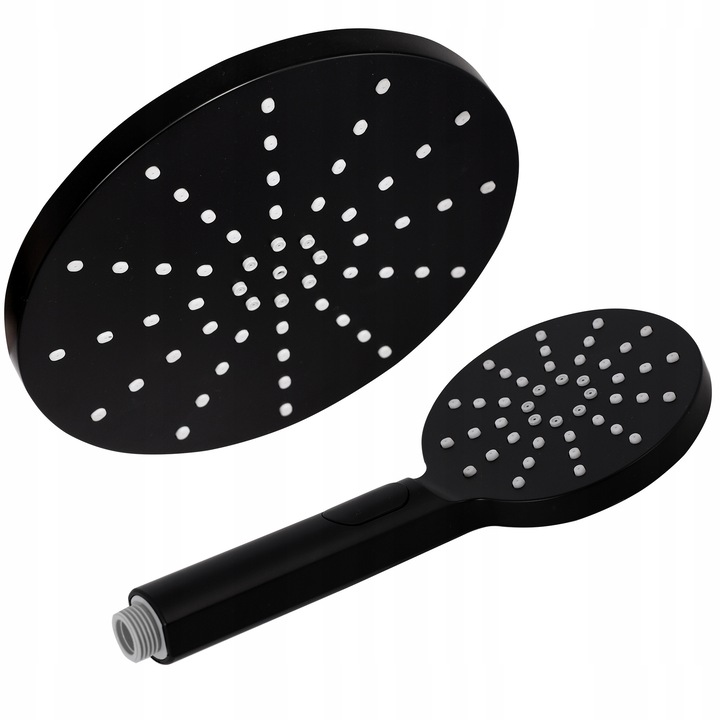 Set Dus Negru Plafoniera Rotunda si Para de Dus