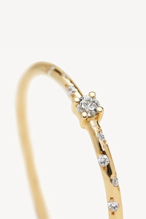 Maison Pauline, Inel placat cu aur de 14K si cu cristale, Auriu