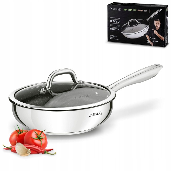 Tigaie Adanca Inox Starke Pro Treviso 24 cm cu Capac