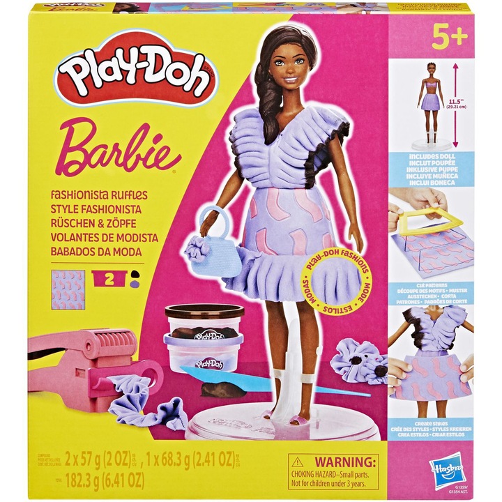 Комплект Play-Doh Barbie, Модни творения с къдрички, Включена кукла
