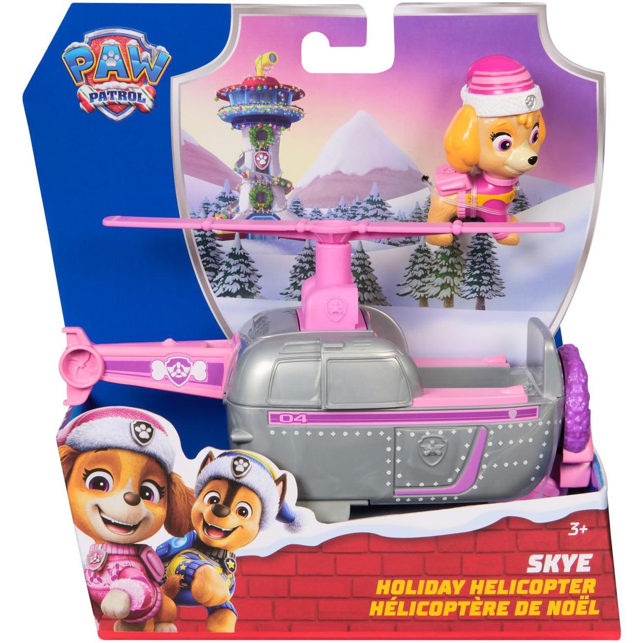Set figurina si vehicul Paw Patrol - Skye, cu accesorii de Craciun