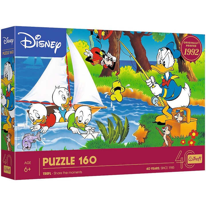 Puzzle Trefl 40 Years - Disney Donald Duck, Aventura pe lac, 160 piese
