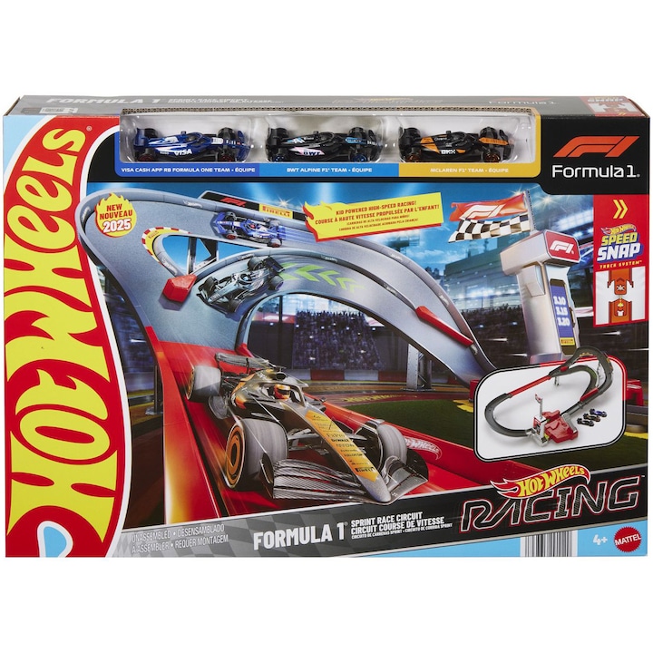 Set de joaca Hot Wheels Racing - Circuit Formula 1, cu 3 masinute