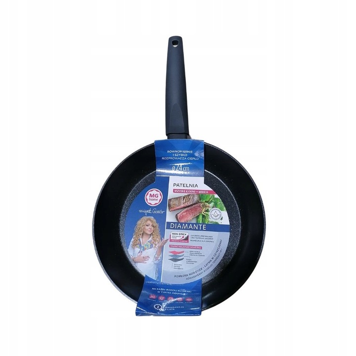 Тиган MG Home Diamante 24 см, незалепващ, неръждаем, индукционен