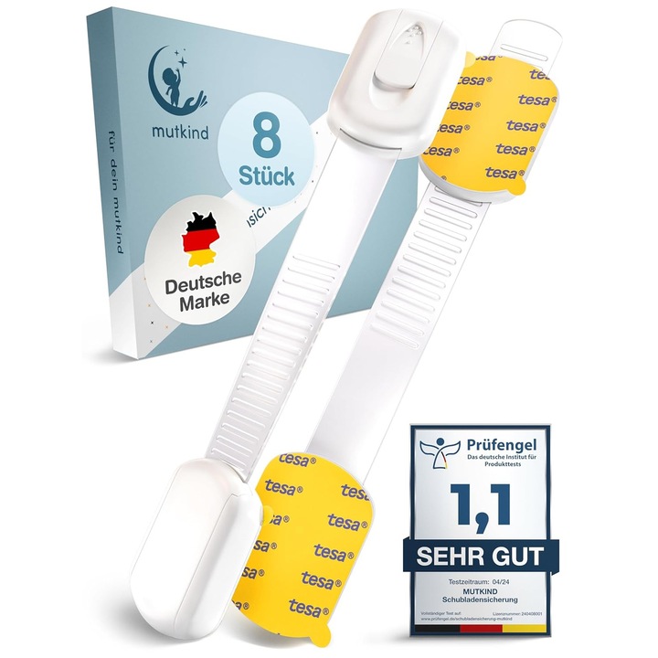 Set 12 bucăți blocatoare pentru siguranța copiilor, CEDA HOME, adeziv puternic TESA, ajustabile, fără BPA