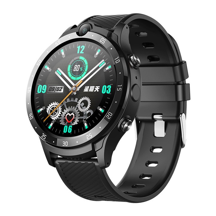 Ceas smartwatch pentru GPScopii si elevi，Y20, cu GPS prin lbs si 4Gfunctie telefon, apel video，localizare camera foto, monitorizare spion, display touchsreen color, buton SOS, buton apel lateral, negru