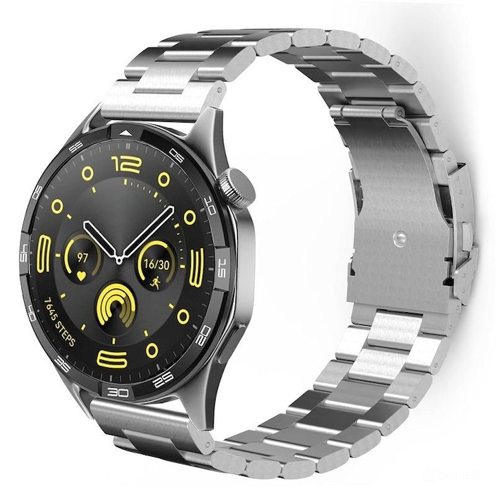 Ceas smartwatch sport, ZYTEQ, Super AMOLED, rezistent la apa IP67, argintiu