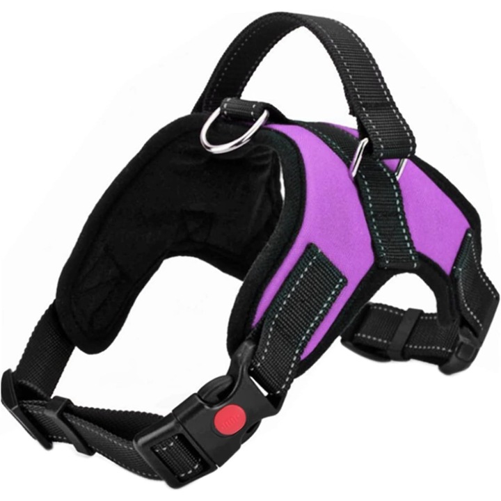 Ham pentru caini, ajustabil, cu manere de siguranta, negru/violet