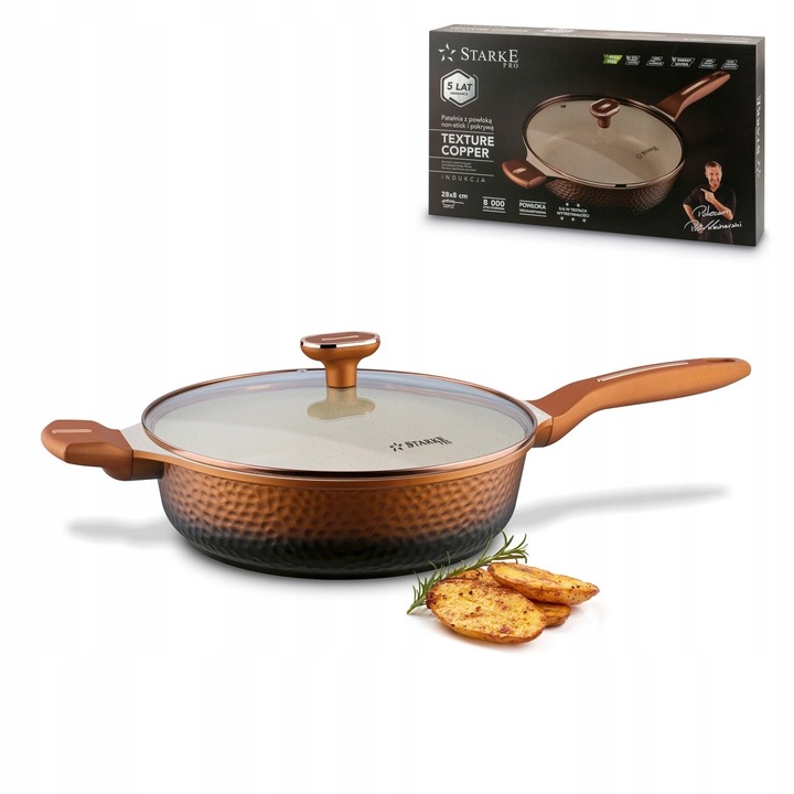 Tigaie Adanca Starke Pro Texture Copper 28cm, Inductie, Antiaderenta