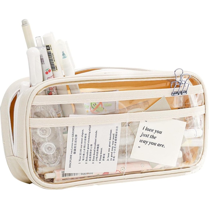 Penar, capacitate mare, bej/transparent, utilizare versatila