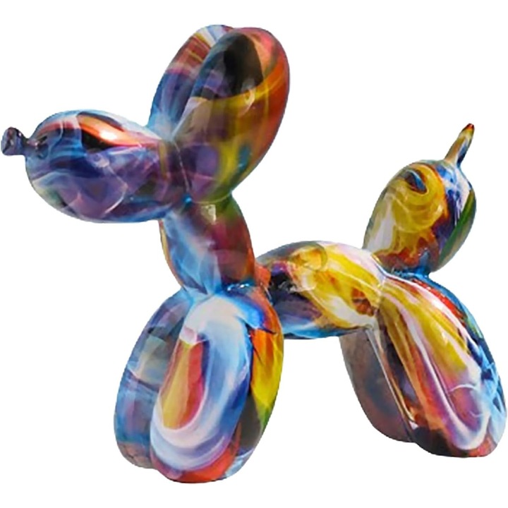 Statueta decorativa caine balon din rasina, 21x8.6x17cm, arta moderna, multicolor