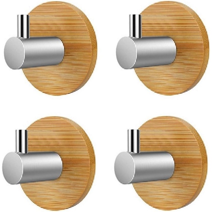 Suporturi autoadezive din inox, set 10 buc, pentru prosoape, haine, chei