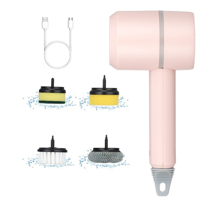 Perie electrica multifunctionala pentru curatare, 1200mAh, cu peri din sarma, pentru bucatarie, baie, incaltaminte