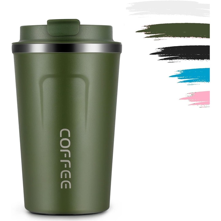 Cana termica reutilizabila 380ml, inox, capac etans, design elegant