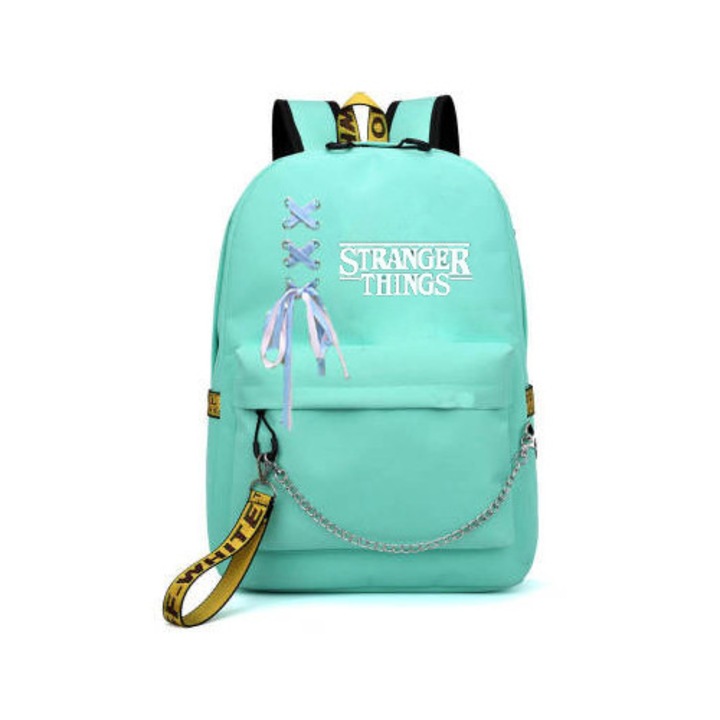 Rucsac copii Stranger Things, rucsac luminos cu incarcare USB, pentru scoala, 30x45cm