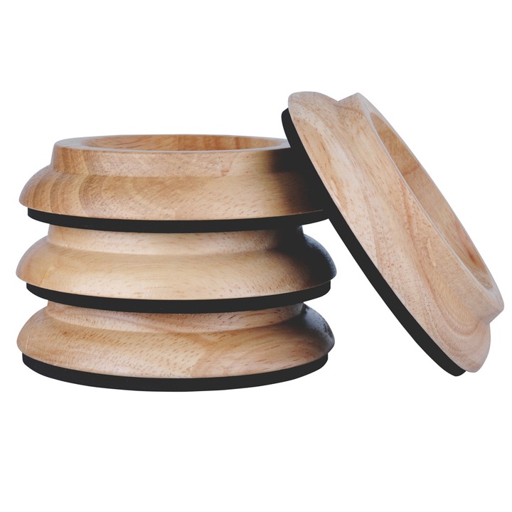 Set 4 suporturi roti pentru pian, lemn natural, 10.2x10.5cm