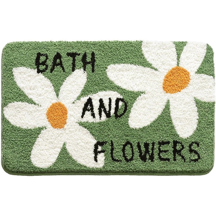 Covorase baie, 40x60cm, negru-alb, microfibra pufoasa, absorbant, set