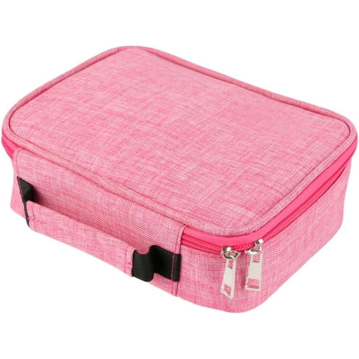 Penare multifunctional cu 72 compartimente, capacitate mare, organizator pentru creioane colorate, roz