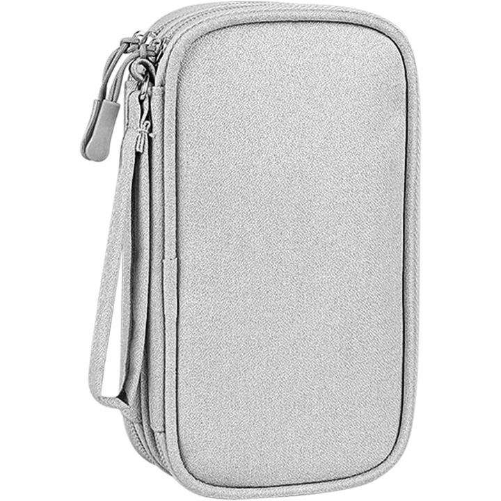 Geanta organizatoare cabluri, 3 straturi, rezistenta la apa, 21x12.5x5.5cm, gri