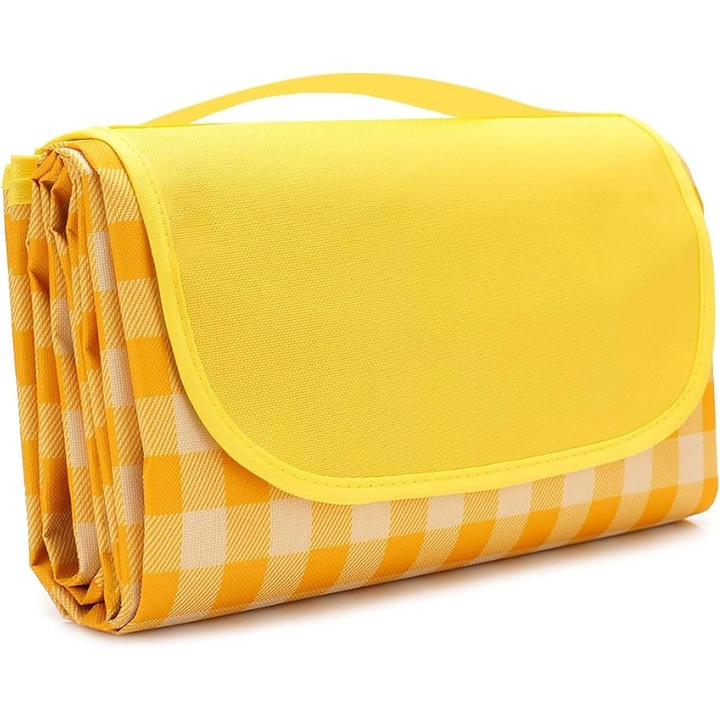 Сгъваема плажна постелка, водоустойчива, противоплъзгаща, с дръжка за носене, 150x200cm