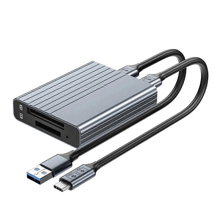 CFexpress Type B és Type A kártyaolvasó, USB 3.1 Gen 2, 10 Gbps, ezüst
