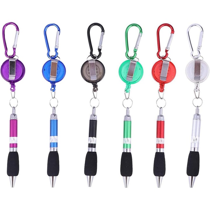 Set de 12 pixuri cu clips, 6 culori, design 3 in 1, 22cm