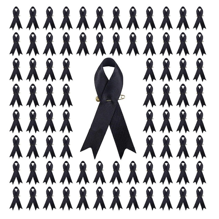 200 darabos szalag bross szett, elegáns, uniszex, fekete, 7.5cm