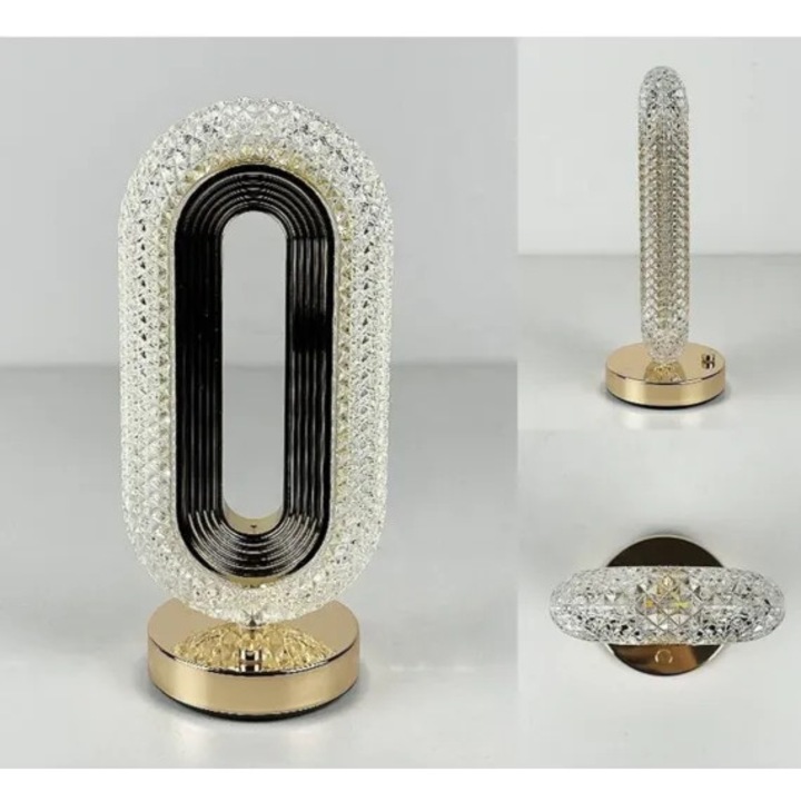 Lampa LED decorativă, AND, control tactil, 3 moduri de lumina, cristal acrilic, 26x12.5x9.5cm