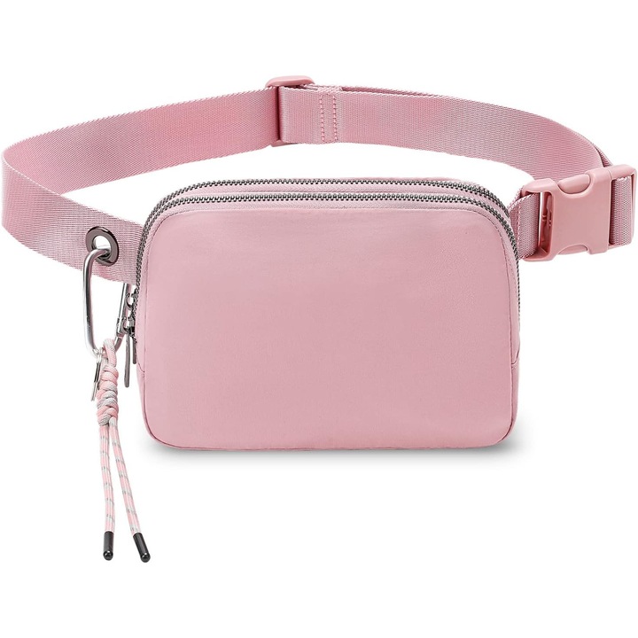 Geanta de talie pentru femei, cu curea ajustabila, 18.5x12x3.3cm, impermeabila, roz