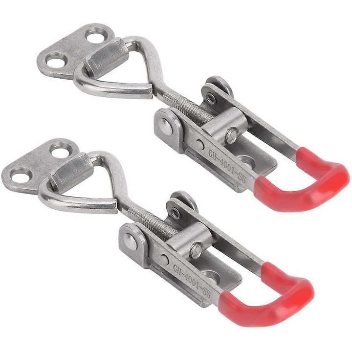 Set 2 bucati cleme ajustabile din inox, forta de prindere 150kg, grosime 2.0mm, distanta gauri 16x18mm