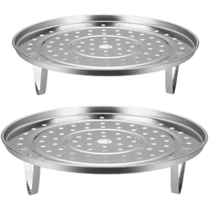 Set 2 suporturi aburitoare din inox, diametru 20cm si 22cm, pentru gatit uniform legume, peste, oua