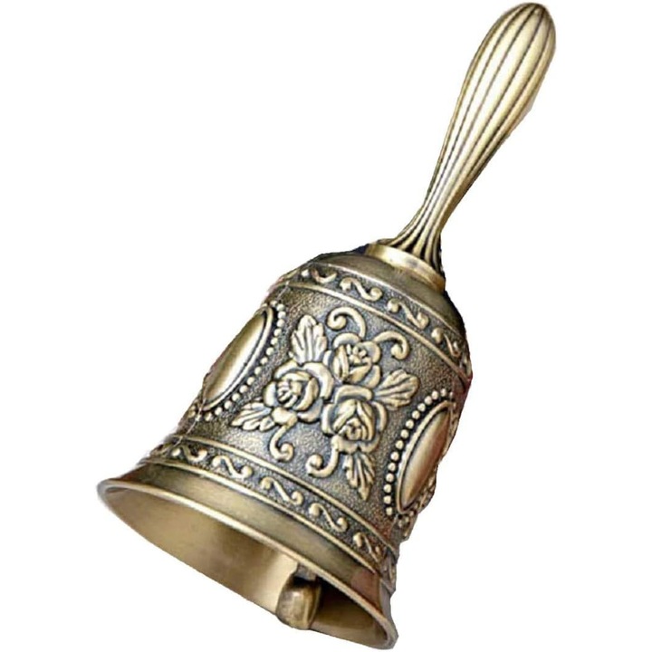 Clopot de Servire Retro din Alama, Design Vintage, Ergonomic, 10x10cm
