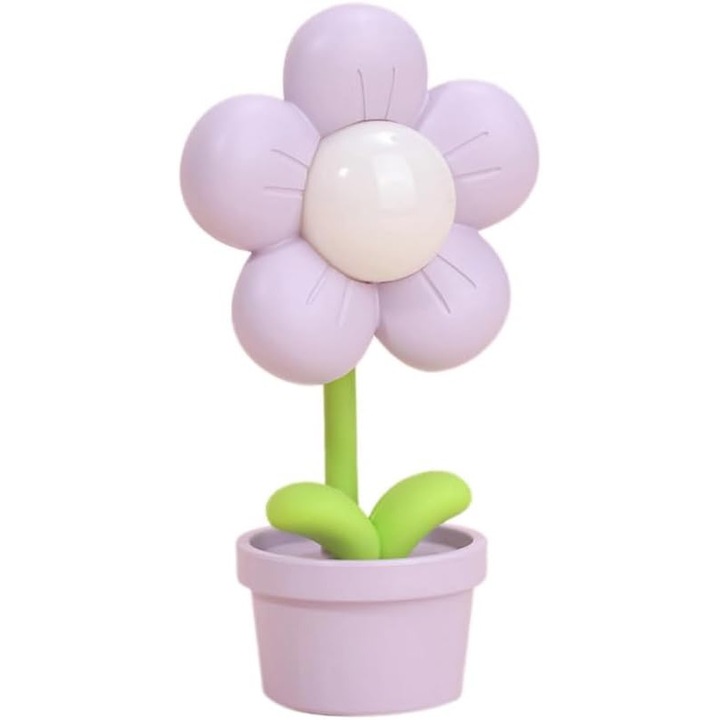 Lampa de veghe copii, design floare, violet, dimensiuni mici