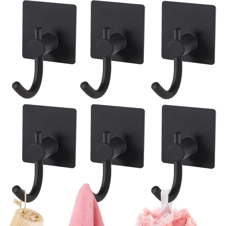 Suporturi autoadezive din inox, set de 4, rezistente, pentru baie, bucatarie, dormitor