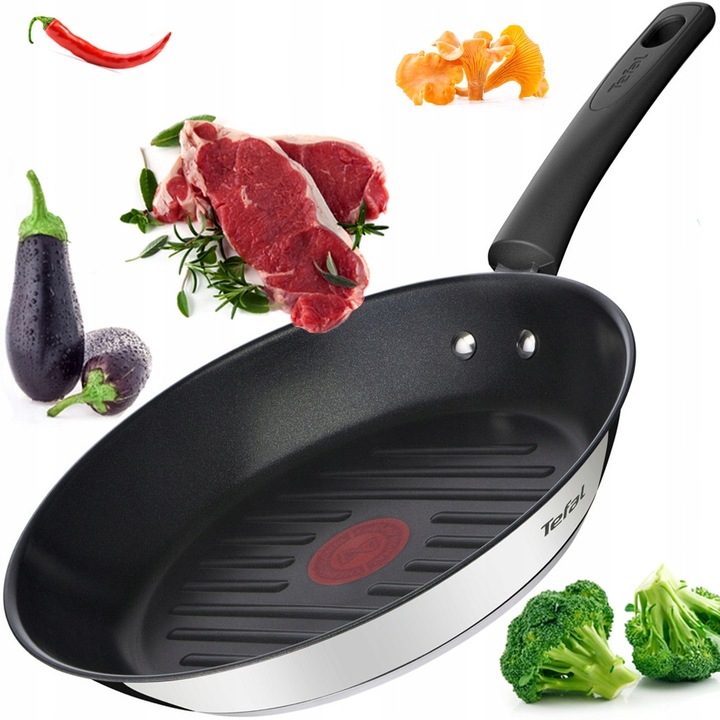 Tefal Duetto+ 26см, Грил Тиган, Незалепващо покритие, Индукция, Неръждаема стомана