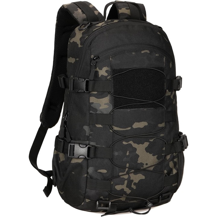 Rucsac mic de drumetie, camping, pentru barbati si femei, design camuflaj, material nylon, dimensiuni 30x45cm
