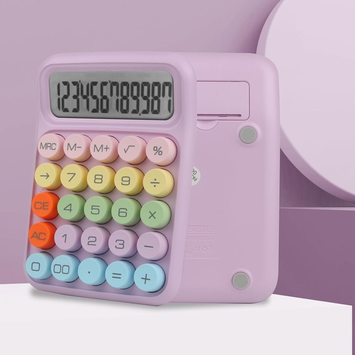 Калкулатор за бюро, 12 цифри, големи кръгли бутони, многоцветен, 15x10x3см