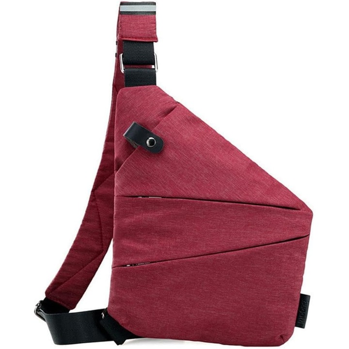 Lopásgátló, vízálló, vékony kialakítású táska, piros, nagy kapacitású