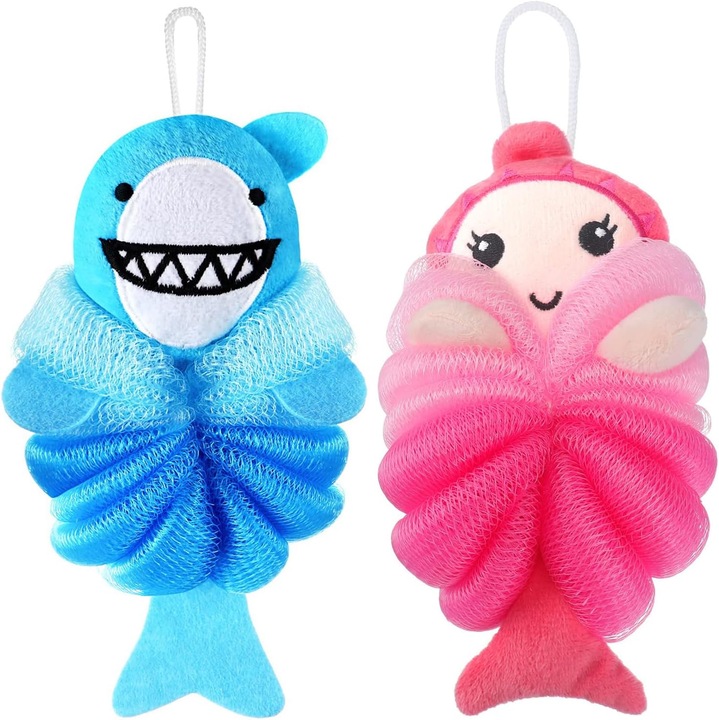 Fürdőszivacs készlet, színes unikornis és kék sellő, polietilén anyag, kényelmes