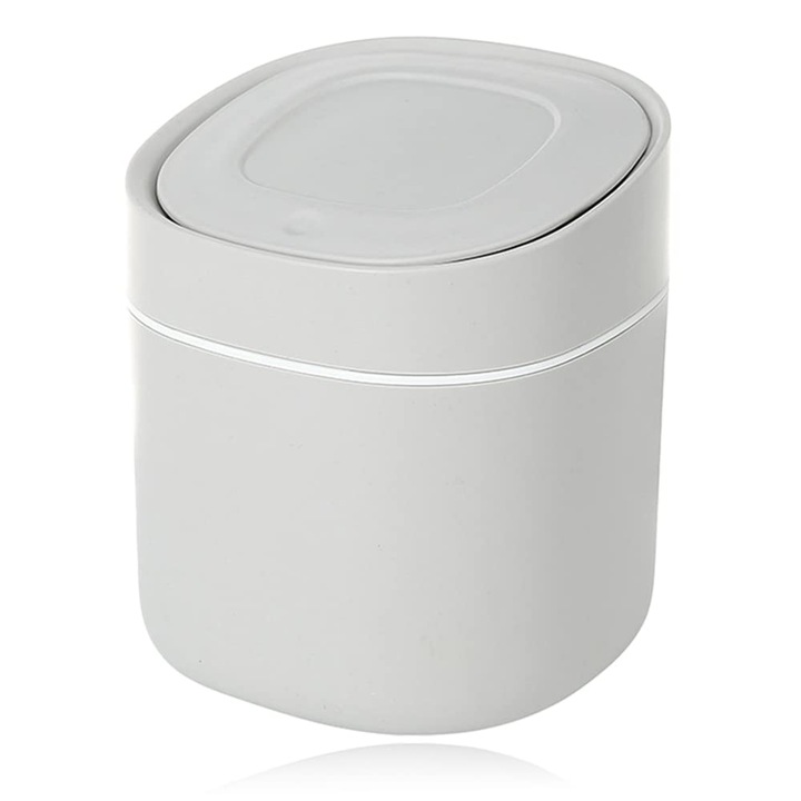 Cos de gunoi, design portabil, capac removabil, gri, capacitate mare