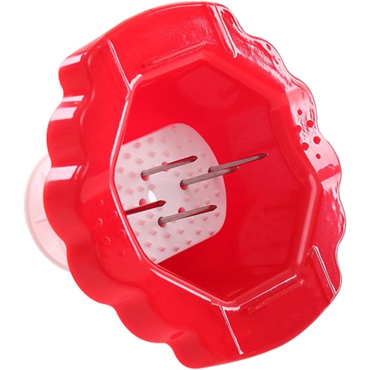 Feliator manual cu protectie pentru degete, durabil, pentru fructe si legume, rosu